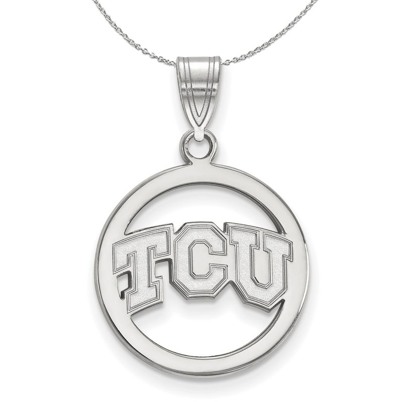 Sterling Silver Texas Christian U. Small Circle Necklace - 20 Inch